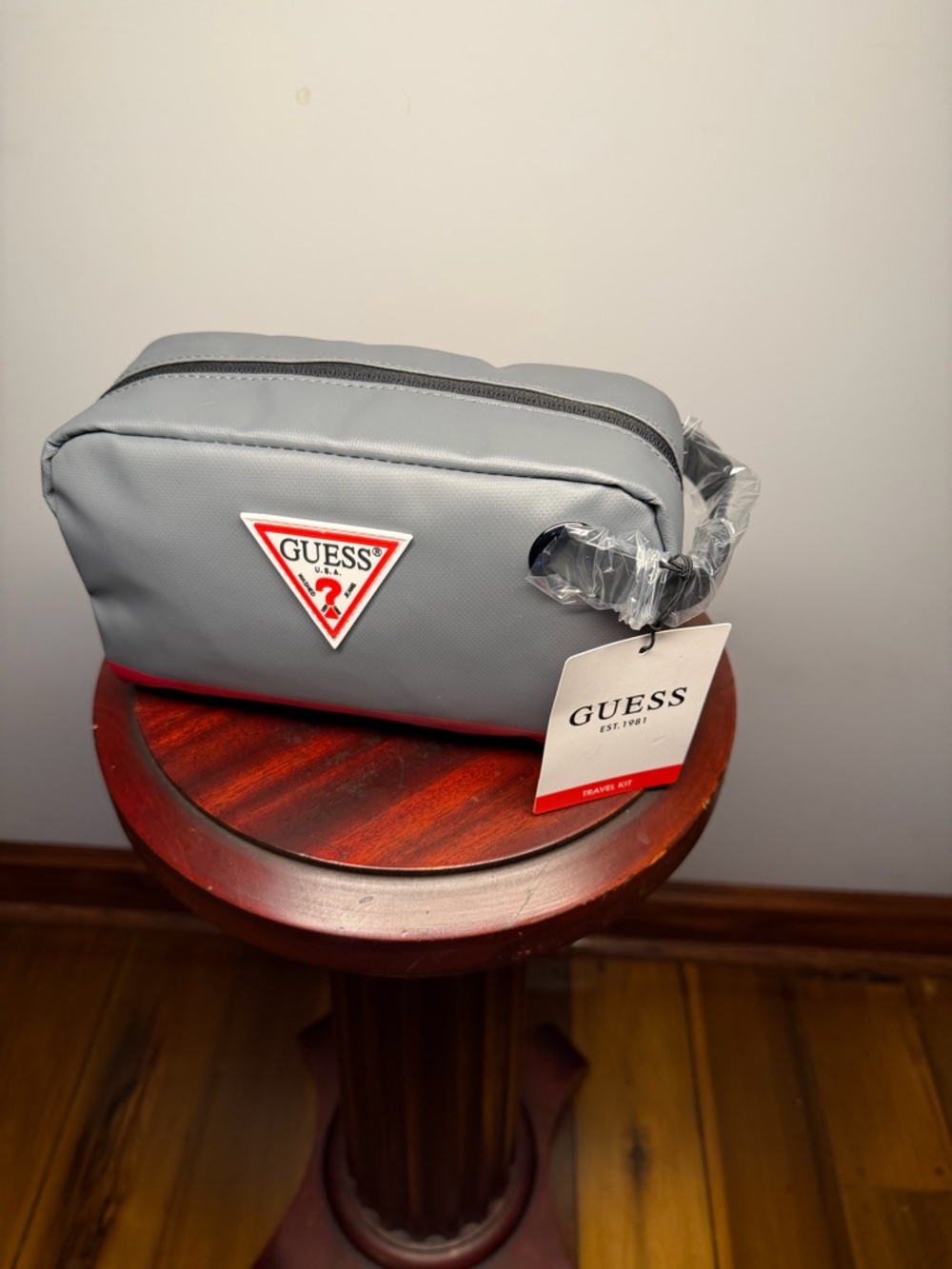 GUESS Gray and Red Men's Toiletry Bag - Picture 4 of 11
